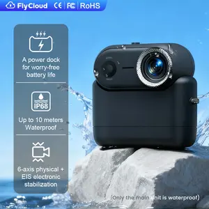 Flycloud Nine 4K Magnetic Action Camera Built-in Memory WiFi Anti-Shake 10m Waterproof with Charging Case Magnetic Clip Necklace Extension Bracket Multi-Angle POV Shooting for Cycling Fishing Outdoor Sports Vlog Pet family View