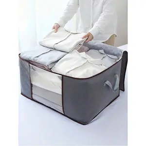 One Zippered Blanket Storage Bag, Non-Woven Foldable Quilt Storage Bag, Large Storage Bag For Storing Blankets, Pillows, Quilts, Linen, Storage