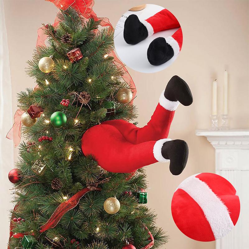 Christmas Elf Body Tree Decorations, Christmas Green Xmas Tree Topper, Pose-able Elf Stuffed Leg for Christmas Tree Hanging Oranemet