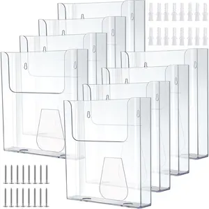 Brochure Holder 8.5 x 11 Inch Wall Mount Flyer Holder Acrylic Literature Mount Clear Magazine Wall Display Hanging Envelope Stand for Pamphlet File Office Supplies