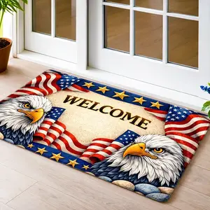 American Flag Eagle Print Bathroom  Non Slip Absorbent Flannel Rug Machine Washable Rubber Backing For Front Door Entryway Living Room anti slip floor mat kitchen