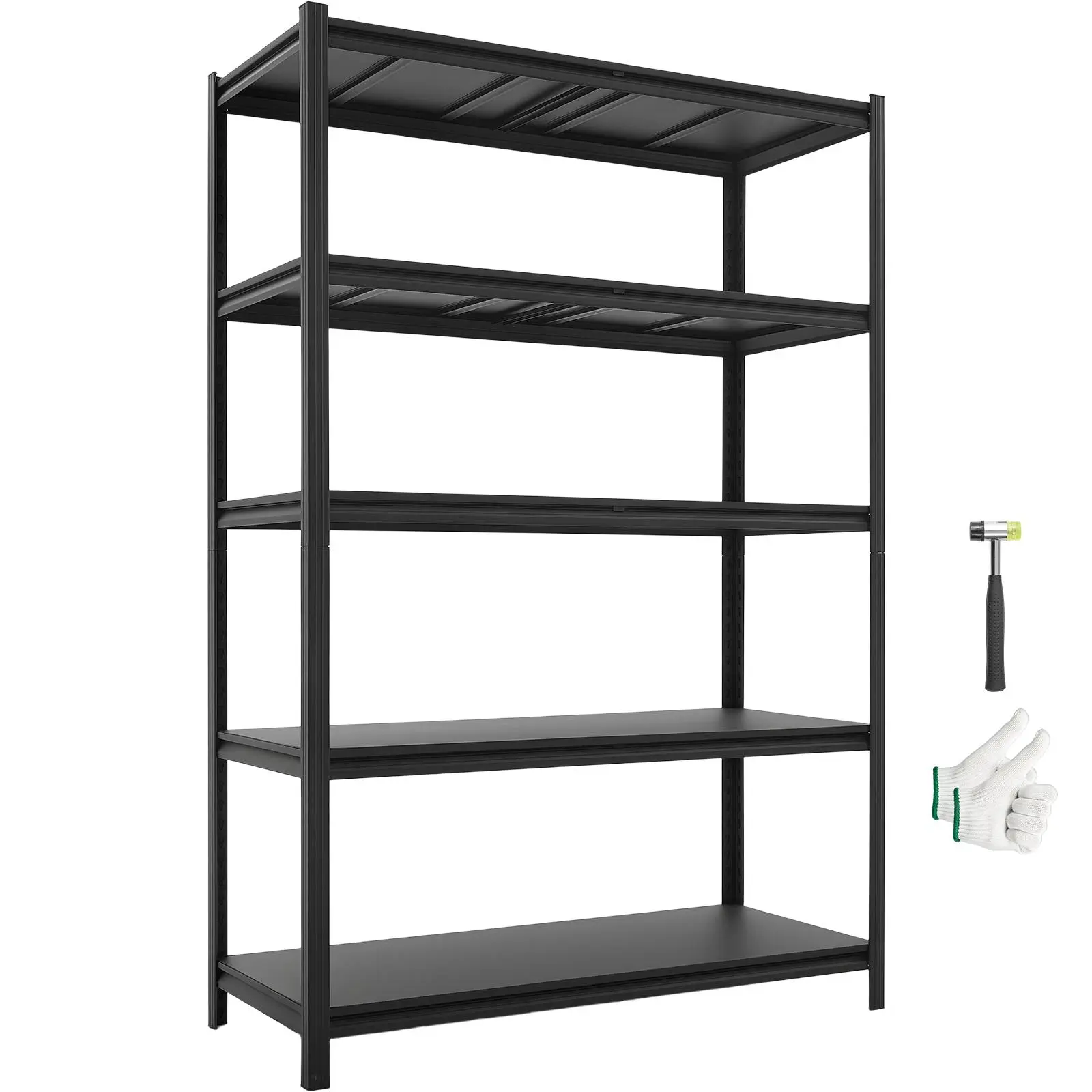 VEVOR 5-Layer Metal Freestanding Adjustable Height Storage Shelves, 3000 lbs Capacity with Worktop Expand & Floor Scratch Guard, 48.43" W x 20.55" D x 71.38" H Carbon Steel Rack for Automotive Garage Organization, Workshop Clever Storage