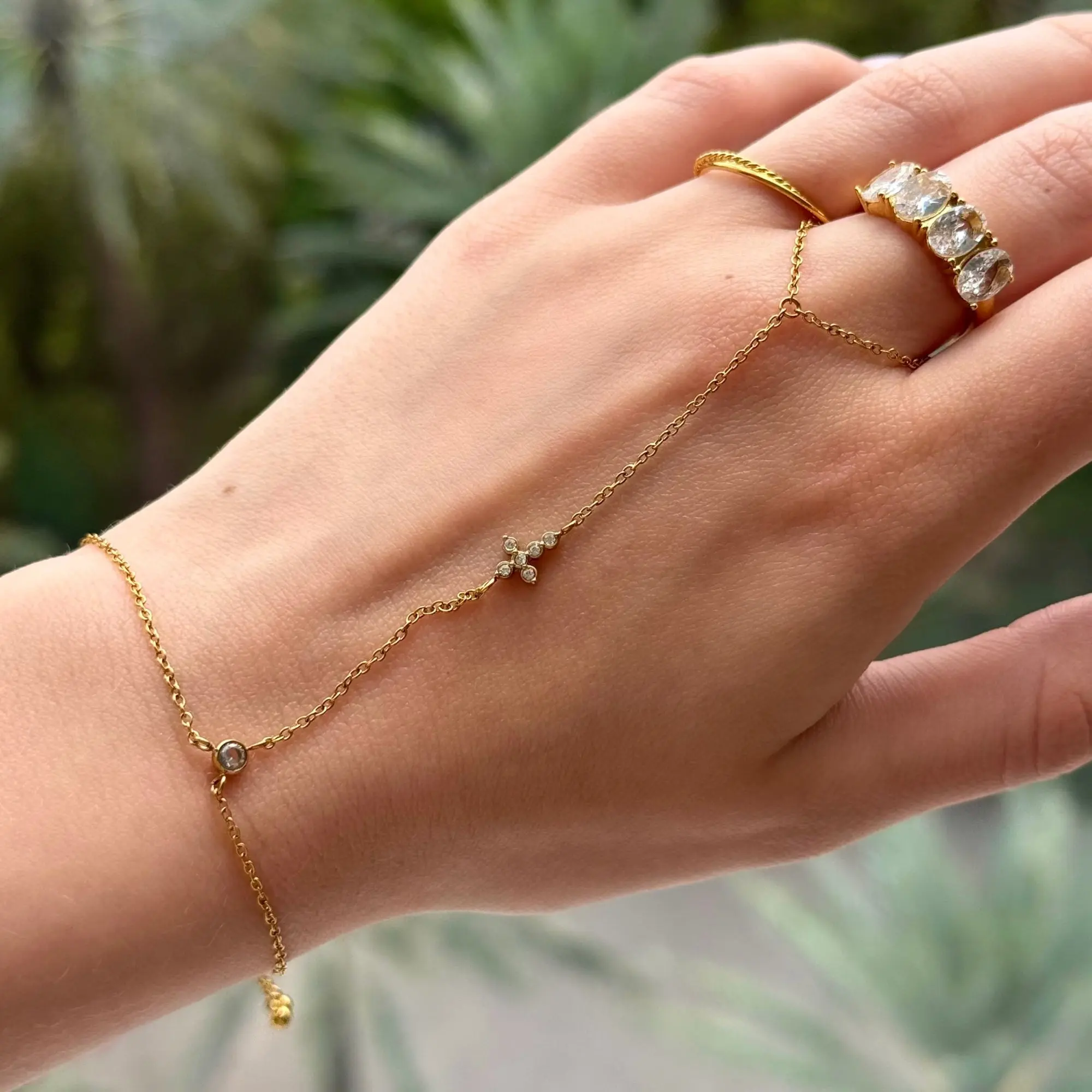 EVRY JEWELS Gold or Silver Plated Women's Sunday Angel Hand Chain