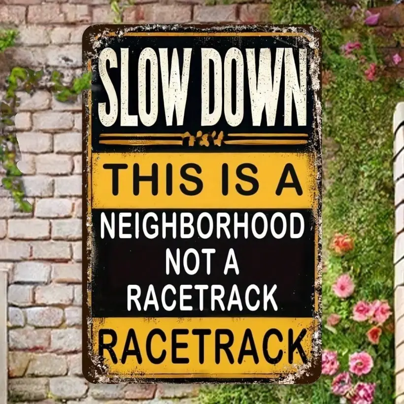 SLOW DOWN Traffic Safety Sign Durable Aluminum Street Neighborhood Warning Driveway Caution Sign with Easy Installation 20x30cm 1-Pack