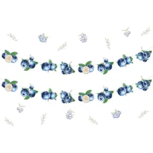 1Set Blueberry Birthday Decorations 2pcs Blueberry Garlands for Fruit Theme Birthday Party Decorations Summer Fruit Party Decorations