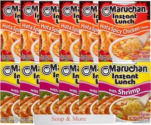 Maruchan Ramen Instant Cup Noodles 12 Count - 6 Shrimp & 6 Hot & Spicy Chicken