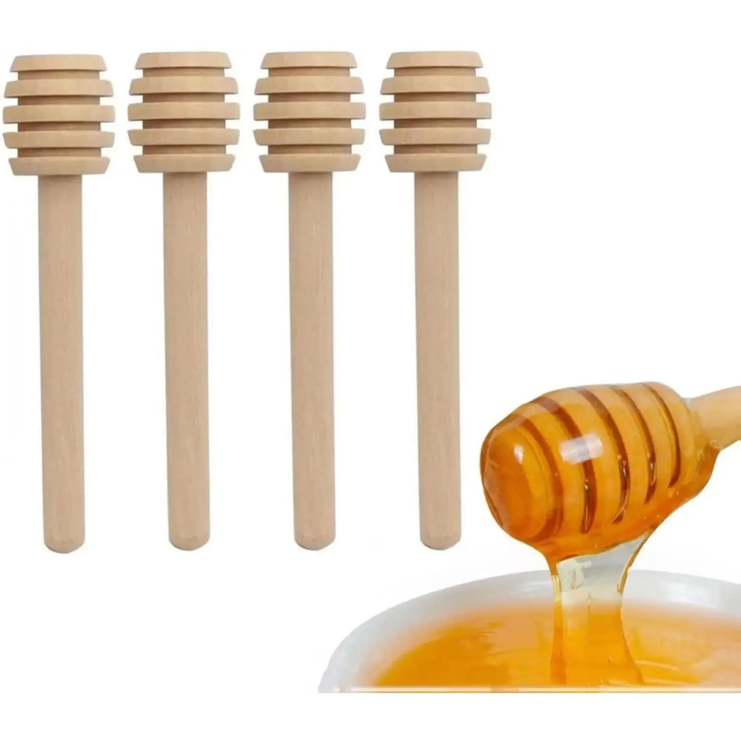 Free shipping/3p 4 Pcs Wooden Honey Dipper Sticks,3 Inches Honey Comb Stick Honey Spoon Honey Wand for Honey Collecting Dispensing Drizzling Jam