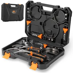 Oil Wrench Set, 8 Piece Oil Pliers 2-3/4" to 5-1/4", 9" & 12" Oil Removal Tool with 1/2" to 3/8" Adapter, Organized in (8-Piece Set)