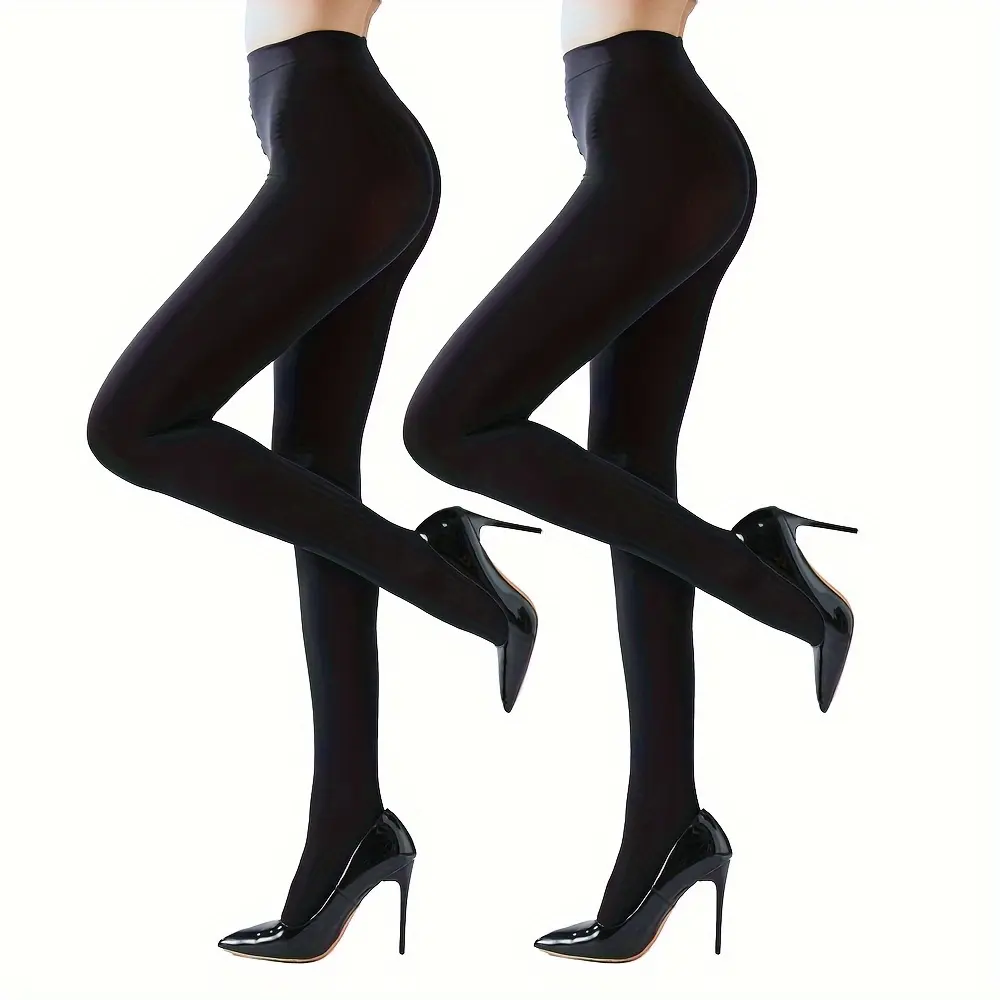 Ladyfan 2 Pairs Black Tights for Women 80D Opaque Microfiber Pantyhose Control Top Soft Elastic Full-footed Tights for Casual Dress & Costume