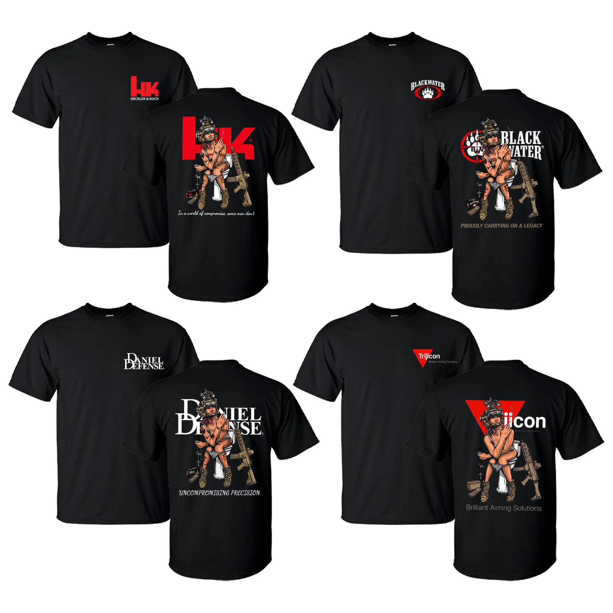 [COLLECTION] Combat Girl Graphic Tee, Tactical Girl Night Vision Goggles T-Shirt, In A World Of Compromise Top, Edgy Streetwear Gun Enthusiast Apparel, Casual Black Short Sleeve Shirt, Humorous 2A Mens Fashion