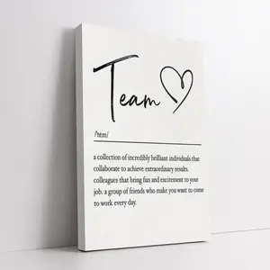 Teamwork Definition Canvas Art - 11.8x 15.7inch Wooden Framed Office Wall Decoration, Suitable for Team Building and Collaboration
