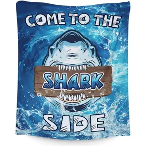 Shark Gifts for Women - 60" x 80" Inches Shark Blankets for Adults - Blue Lightweight Furry Blanket for Bed, Couch, Travel