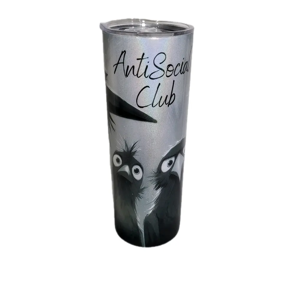 Anti Social Club 20oz Shimmer Skinny Tumbler With Reuseable Straw