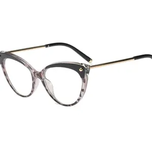 Black Cat Eye Glasses - 135mm Frame, 60mm Width, Cat Eye Design, Framed Style, Black and White Color, Rimless Frame