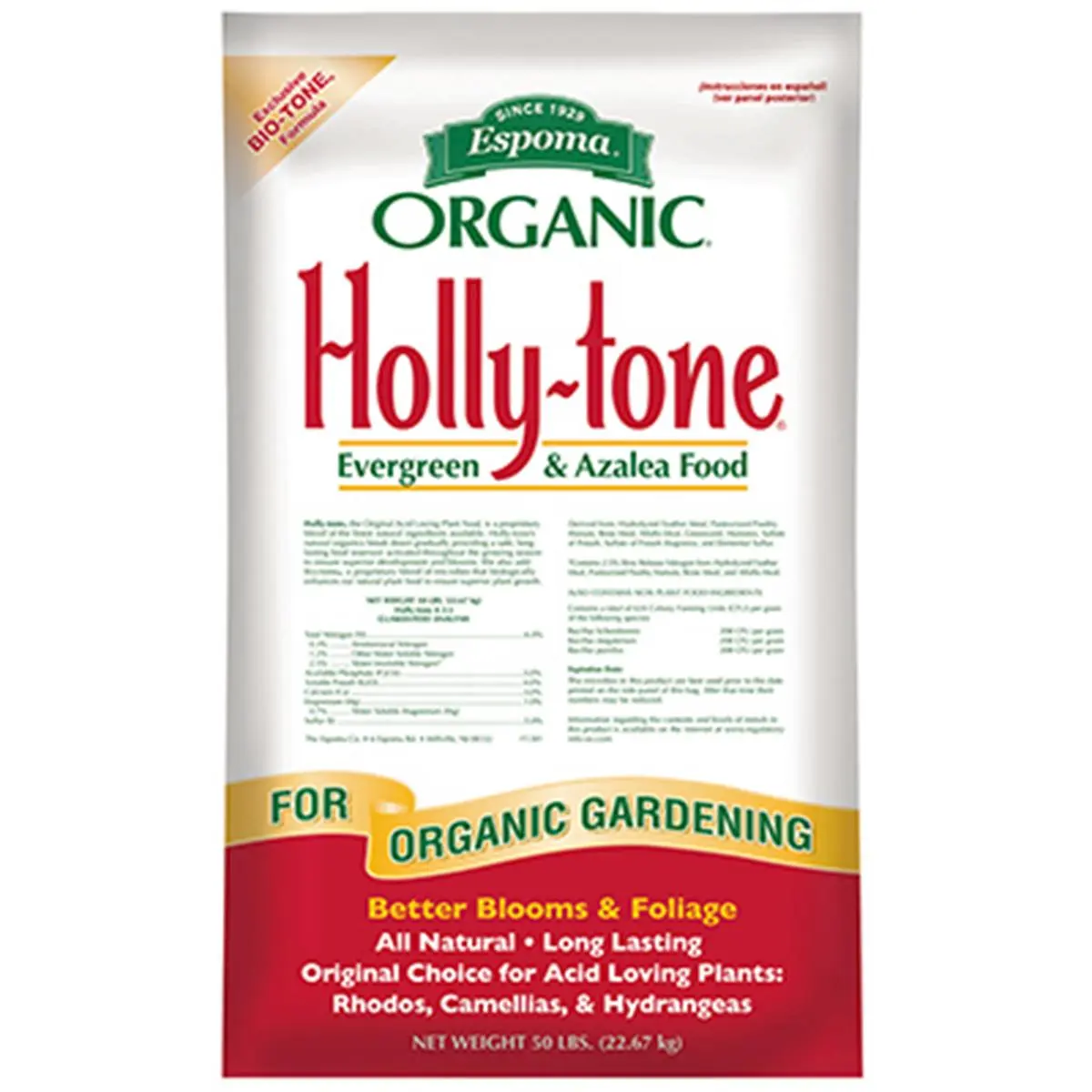 Espoma Holly Tone All-Natural Garden Fertilizer, 50 lbs, 4-3-4 NPK Formula for Plants and Soil, Bio-Tone