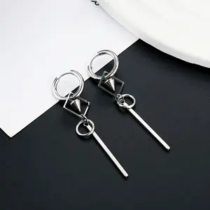 1qc Trendy Stainless Steel Earrings, Chain Tassel Long Men's Earrings, Holiday Party Gift