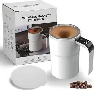 Electric Self-stirring Coffee Mug with Magnetic Stirring Cup Rechargeable Automatic Mixing Cup w/LCD Thermometer for Milk Cocoa at Office Kitchen Travel