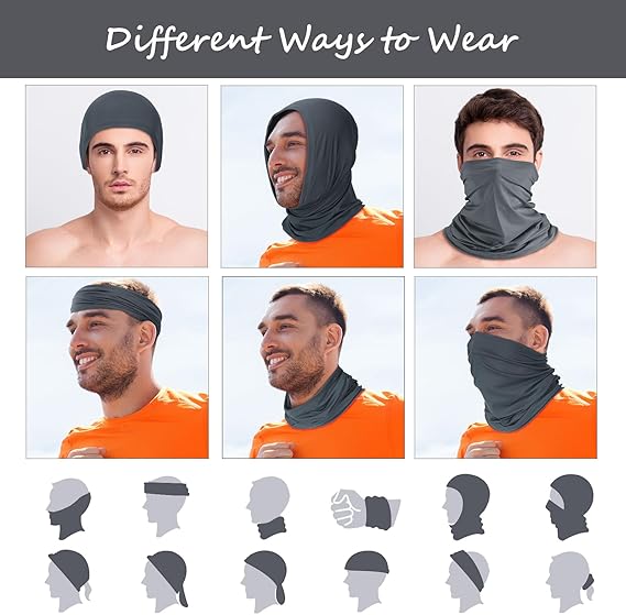 Adults' Unisex 6-Piece Summer Bandana Mask - Windproof Face Mask, Breathable Neck Gaiter, Dustproof UV Protection Cover for Cycling, Running