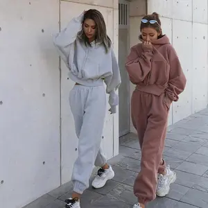 Women’s 2 Piece Tracksuit Set Oversized Hoodie and Sweatpants Loungewear Casual Jogger Outfit Warm Fall Winter Matching Set Streetwear Sweatsuit for Daily Wear