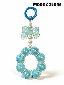 New Bow Beaded Keychain Valentine's Day Accessory, Transparent Acrylic Star Heart Charm, Cute Women's Holiday Gift, All Seasons