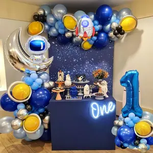 Space Themed Balloon Arch Kit, Astronaut & Rocket Design Balloon Garland Arch Kit, Birthday Party Decoration Supplies, Balloon Decorations