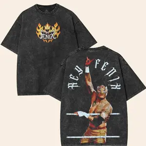 Rey Fenix | Lucha Libre Fire Mask Vintage T-Shirt, oversized Wrestler Shirt, AEW Shirt, Unisex T-Shirt, Lucha Gifts, Menswear Streetwear Classic Cotton Fabric Top graphic wrestling shirt wwe fan