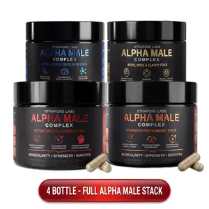 Alpha Male Complex 4-Stack Ultimate Bundle | Testosterone & Lean Mass + Strength & Performance + Mood, Drive & Clarity + Nitric Oxide & Circulation | Complete Daily Men’s Performance System