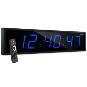 Ivation Huge 60" Inch Large Big Oversized Digital LED Clock with Stopwatch, Alarms, Countdown Timer & Temp - Shelf or Wall Mount (Blue) | 6-Level Brightness, Mounting Holes & Hardware
