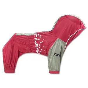 212 MAIN Dog Helios Vortex Armor Look Nylon Blend Dog Jacket - Waterproof Shell, Wind Protection, Reflective Print, Full Bodied Windbreaker, Year-Round Wear - Red, Medium
