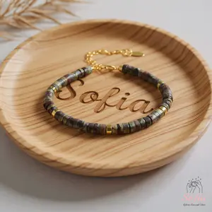 Dragon Bloodstone Bracelet - Bloodstone Jasper Barrel Stone Beads Bracelet Gold Clasp - Healing Bracelet Gift for Her - 2x4mm Natural Stone - Adjustable Fit - Elegant & Versatile for Adults