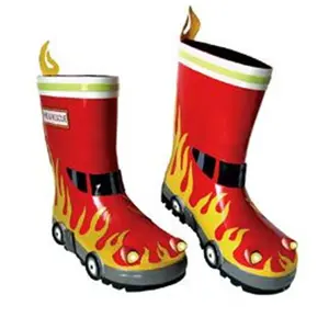 Kidorable  Fireman Boots 9 Natural Rubber - Red