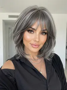 Women's Short Wavy Wig, Tips, Soft Smooth Synthetic Fiber, Heat Resistant, Daily Wear, School/festival, Gift Idea, Hair Accessory, Heat Resistant Wigs