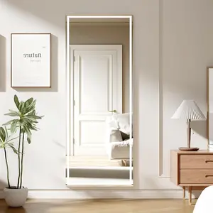 LED Mirror Full Length 71"x 28" Full Body Mirror with Light Floor Mirror Wall Mounted Mirror Freestanding Full Size Mirror dimming 3 Colors Lighting Bedroom Bathroom Decor Glass Metal Elegant Installation Safety