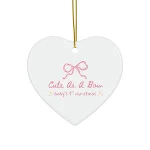 Baby's 1st Christmas Ceramic Ornament - "Cute As A Bow", Personalized Gift, Holiday Keepsake, Multi-Shape Decor, New Baby Celebration