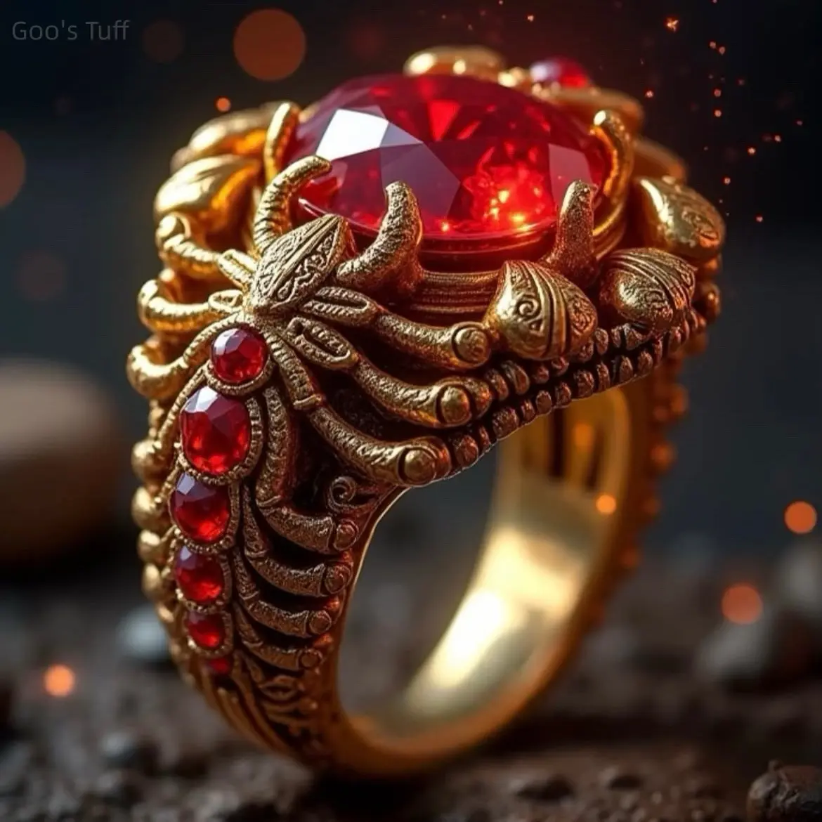 Unisex Western Style Alloy Scorpion Ring with Vividly Carved Details and Ruby Inlay, a Trendy Accessory for Club Outings, Statement Ring, Accessories, Fashion Jewelry, Trending, Clubwear, Scorpion Shape, European Alloy
