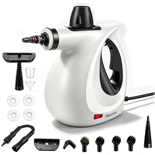 DauHor Pressurized Handheld Steam Cleaner with 15 Replacement Parts -  Multi-Surface Deep Cleaning for Home, Car, Bathroom, Grout, Floor, Window (White).