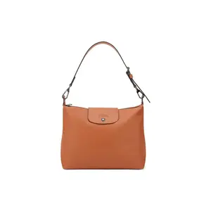 Longchamp Le Pliage Xtra Leather Hobo Bag with Zipper and Snap Closure for Women in Cognac