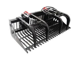 72" Light Duty Rock Grapple Bucket for Skid Steer | Quick Attach Brush & Rock Grapple