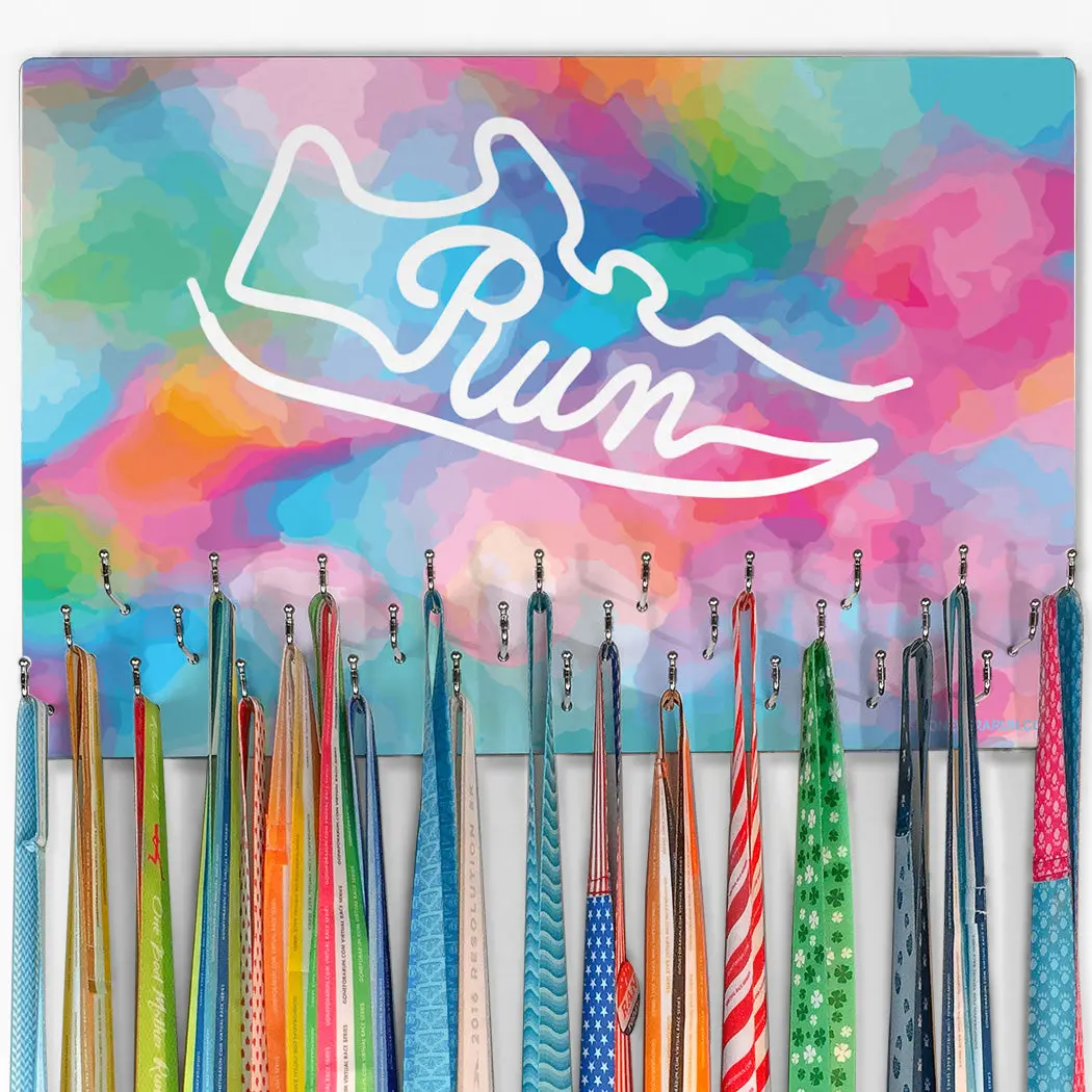 Wall Mount Running Medal Display Organiser - Large Hooked, Colorful, Vibrant - Ideal for Race, Recover, Repeat Routines, Hooked On Medals Hanger