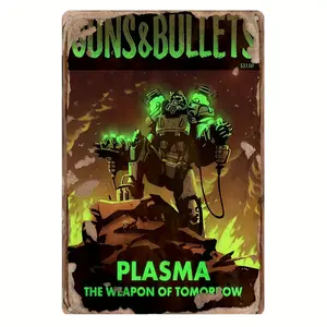 Fallout Plasma" Vintage Metal Sign - 8X12 Inch | Ideal For Home, Bar, Kitchen, For Man Cave & Garage Decor | Funny Wall Art For Events & Parties