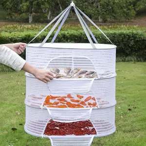 1 piece of drying rack with 2/3 layers of suspended mesh for hanging plants, foldable hanging mesh for drying fish nets, suitable for flower buds, fruits, hydroponic flowers, vegetables, fish, or clothing