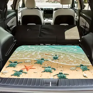 1pc an Adorable Beach Turtle-Themed Crystal Velvet Mat for Your Car Trunk, Designed to Be Durable And Non-Slip, Keeping Your Vehicle'S Interior Tidy. It Can Also Be Used for Outdoor Picnics And Serves As a Charming Beach Turtle Decoration Accessory