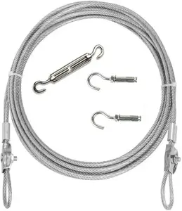 Clothesline, Stainless Clothesline Wire Cable Wire Rope Laundry Drying with Tightener System Multipurpose forOutdoor/Indoor/Home/Drying (32Ft)