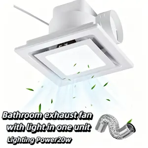 12" Ultra Quiet Bathroom Exhaust Fan with Light 2-in-1, 20W LED Light & Ventilation Combo, Ceiling Mount, Quiet Operation for Home Bathroom 1.0 Sone