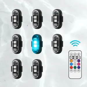 RGB LED Strobe Light, Multiple Flashing Modes, Wireless Remote Control Night Warning Light, USB Rechargeable Waterproof LED Lights for Car, Motorcycle, Bike, Camping, Interior Decor Lamps, Exterior Accessories Glow Kit Mods Decoration Lighting