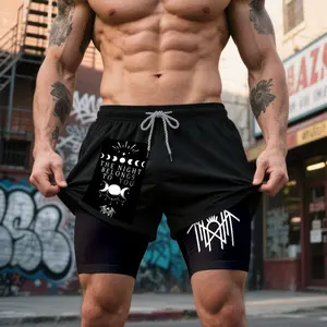 Unisex Double-Layer Sports Shorts Graphic Shorts Sleep Token Band Shorts Camo Shorts Streetwear Shorts Outfits Short Shorts Vacation Outfits Shorts