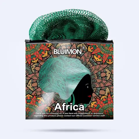 Bluimon Authentic African Exfoliating Net Body Scrubber - Normal Texture Bath Accessory with Comfortable Grip, Open Design for Back Scrub, Skin Smoothening, Sohochic