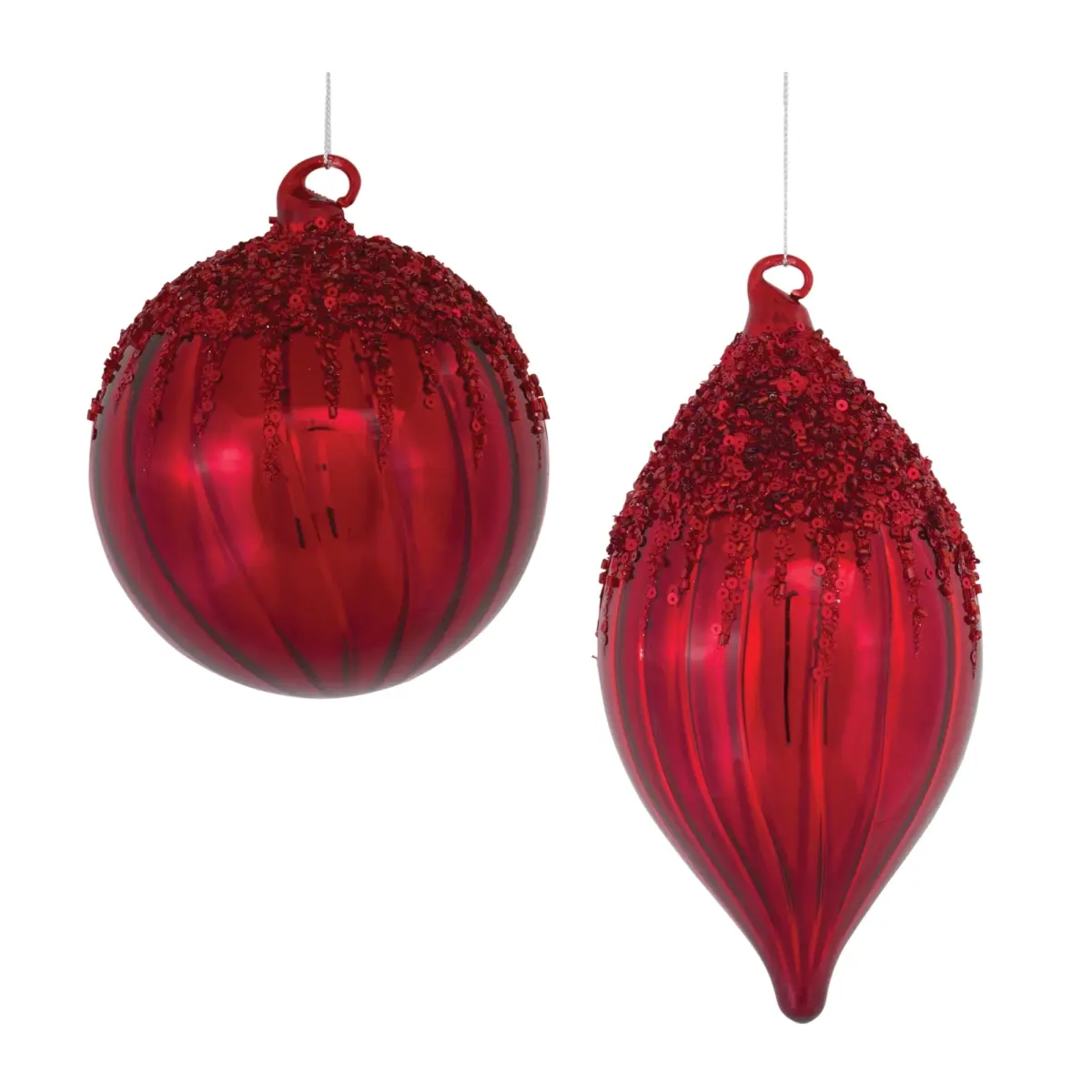 212 MAIN 4-Piece Colorful Sequin Glass Ornament Set, Cute Christmas Decor, Decorative Tree Decoration, Festive Home Accent for Christmas Memories