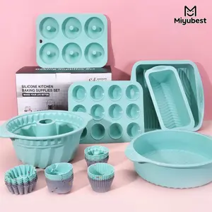 30-Piece Non-Stick Silicone Baking Set, Includes Cake Molds, Silicone Loaf Molds, Pans, Donut Mold, Pancake Pan, Cupcake Muffin Cups, Oven Safe