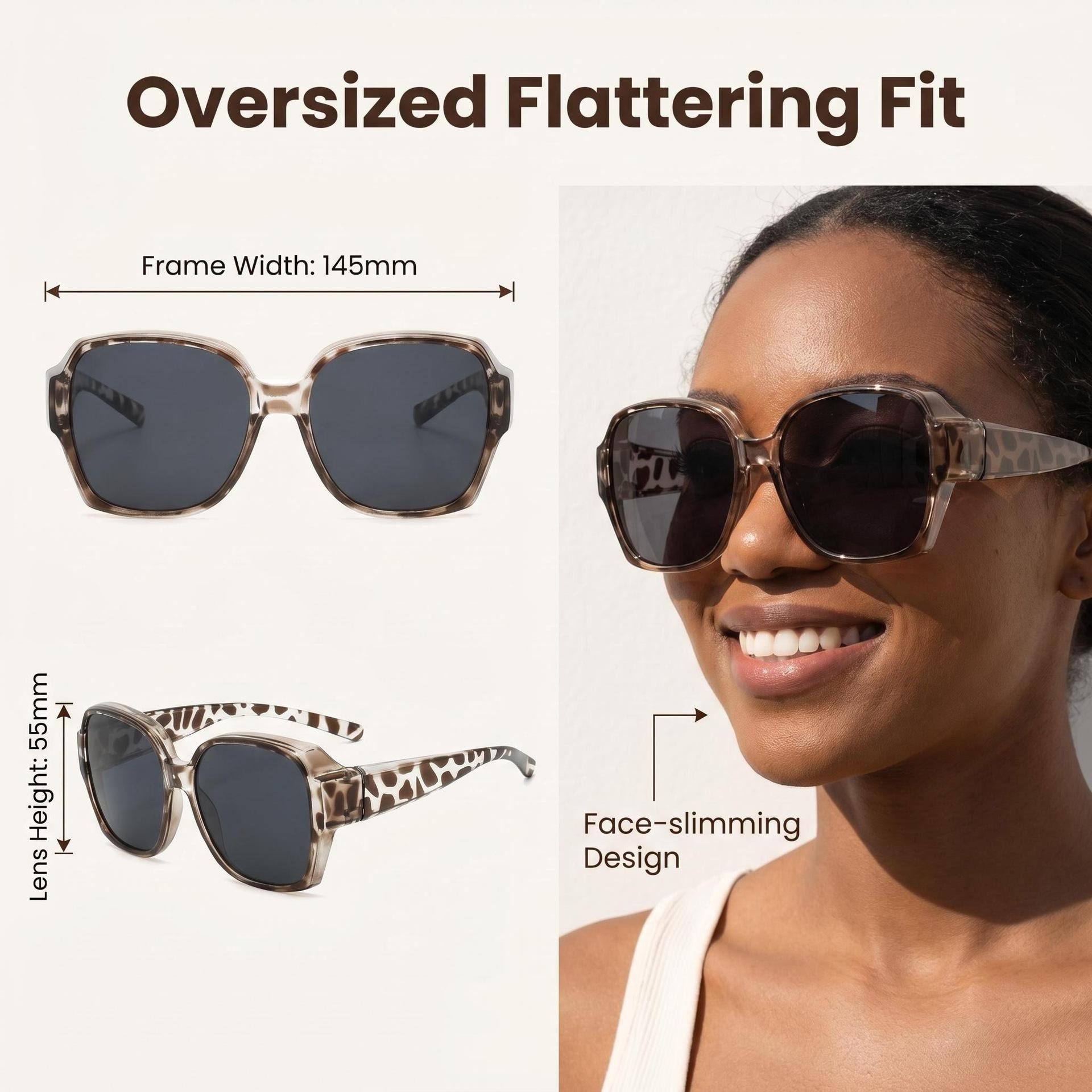 FitOver Sunglasses Unisex Style｜Polarized & UV Protection, Slip On & Cut Glare, Retro Oversized Fits Over Glasses. Secure Comfort Fit, All-Day Protection for Driving, Fishing & Travel & Outdoors & Daily